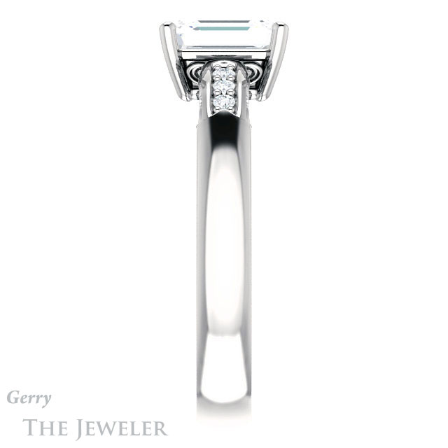 Emerald Cut Forever Brilliant Moissanite Engagement Ring #GTJ1249-emerald-fb-w