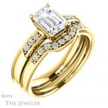 Emerald Cut Forever One Moissanite Engagement Ring #GTJ1249-emerald-fb-y 6 Emerald Cut Forever Brilliant Moissanite Engagement Ring #GTJ1249-emerald-fb-y