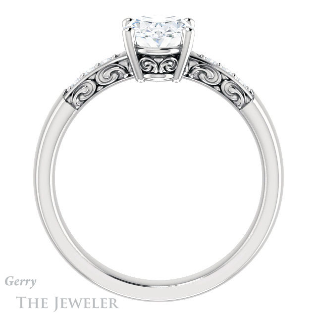 Oval Shaped Forever One Moissanite Engagement Ring #GTJ1249-oval-fo-w