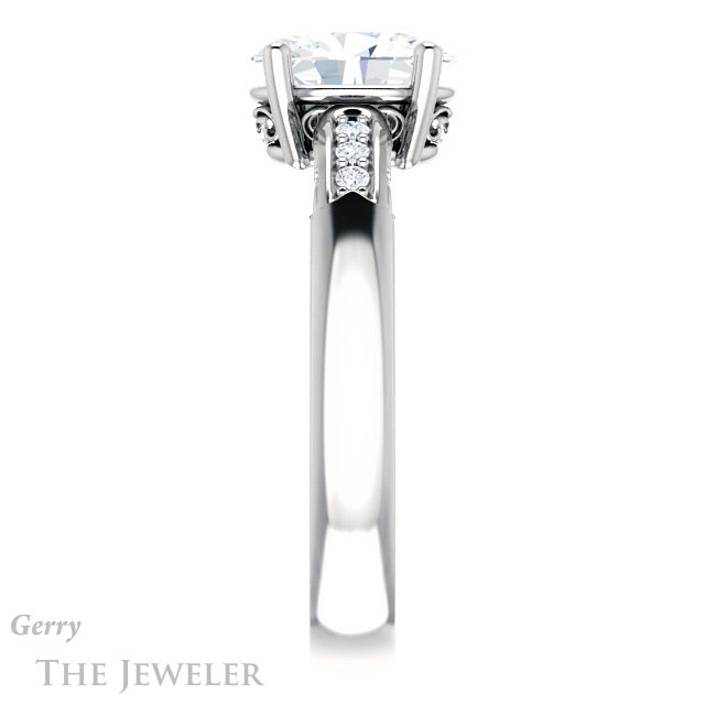 Oval Shaped Forever One Moissanite Engagement Ring #GTJ1249-oval-fo-w