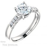 Round Cut Forever One Moissanite Engagement Ring #GTJ1249-round-fo-w 4 Round Cut Forever One Moissanite Engagement Ring #GTJ1249-round-fo-w