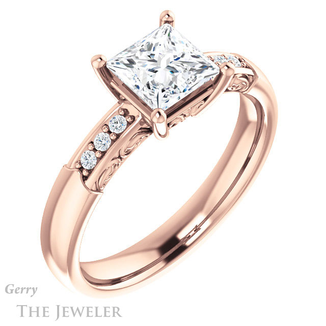 Princess Cut Forever One Moissanite Engagement Ring #GTJ1249-square-fo-r 4 Princess Cut Forever One Moissanite Engagement Ring #GTJ1249-square-fo-r