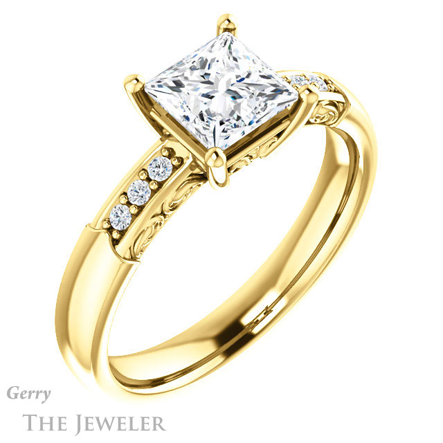 Princess Cut Forever One Moissanite Engagement Ring #GTJ1249-square-fo-y 4 Princess Cut Forever One Moissanite Engagement Ring #GTJ1249-square-fo-y