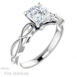 Cushion Cut Forever One Moissanite Engagement Ring #GTJ1250-cushion-fo-w 4 Cushion Cut Forever One Moissanite Engagement Ring #GTJ1250-cushion-fo-w