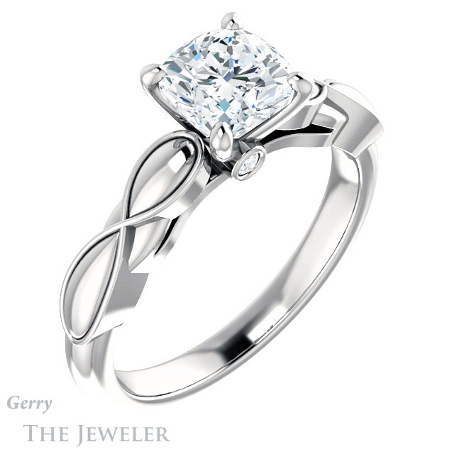 Cushion Cut Forever One Moissanite Engagement Ring #GTJ1250-cushion-fo-w 4 Cushion Cut Forever One Moissanite Engagement Ring #GTJ1250-cushion-fo-w