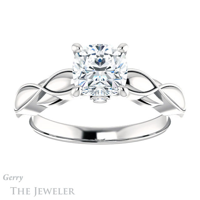 Cushion Cut Forever One Moissanite Engagement Ring #GTJ1250-cushion-fo-w 1 Cushion Cut Forever One Moissanite Engagement Ring #GTJ1250-cushion-fo-w