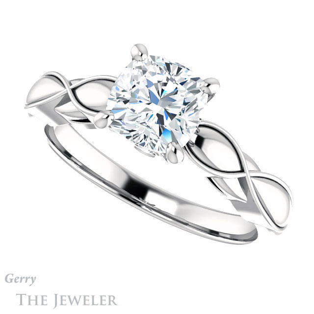 Cushion Cut Forever One Moissanite Engagement Ring #GTJ1250-cushion-fo-w 5 Cushion Cut Forever One Moissanite Engagement Ring #GTJ1250-cushion-fo-w