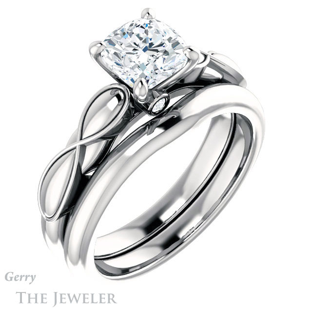 Cushion Cut Forever One Moissanite Engagement Ring #GTJ1250-cushion-fo-w 6 Cushion Cut Forever One Moissanite Engagement Ring #GTJ1250-cushion-fo-w