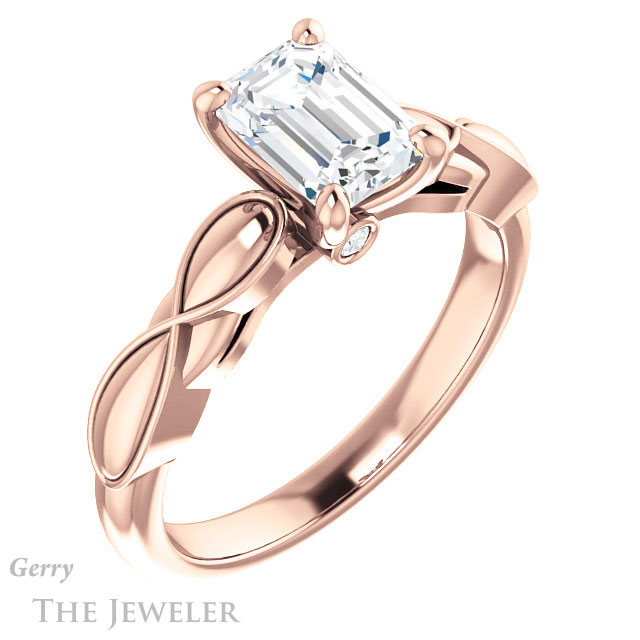 Emerald Cut Forever Brilliant Moissanite Engagement Ring #GTJ1250-emerald-fb-r
