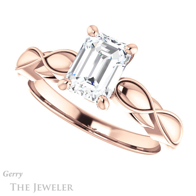 Emerald Cut Forever Brilliant Moissanite Engagement Ring #GTJ1250-emerald-fb-r