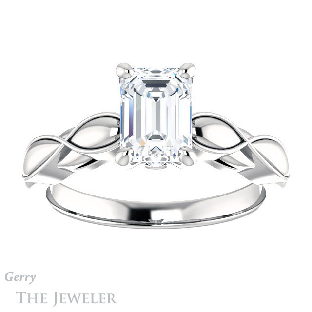 Emerald Cut Forever Brilliant Moissanite Engagement Ring #GTJ1250-emerald-fb-w