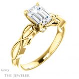 Emerald Cut Forever One Moissanite Engagement Ring #GTJ1250-emerald-fb-y 4 Emerald Cut Forever Brilliant Moissanite Engagement Ring #GTJ1250-emerald-fb-y