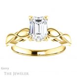 Emerald Cut Forever One Moissanite Engagement Ring #GTJ1250-emerald-fb-y 1 Emerald Cut Forever Brilliant Moissanite Engagement Ring #GTJ1250-emerald-fb-y
