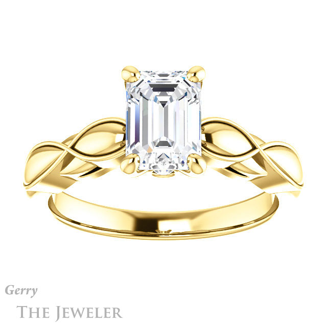 Emerald Cut Forever Brilliant Moissanite Engagement Ring #GTJ1250-emerald-fb-y