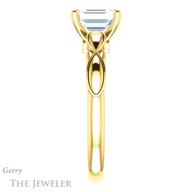Emerald Cut Forever One Moissanite Engagement Ring #GTJ1250-emerald-fb-y 3 Emerald Cut Forever Brilliant Moissanite Engagement Ring #GTJ1250-emerald-fb-y