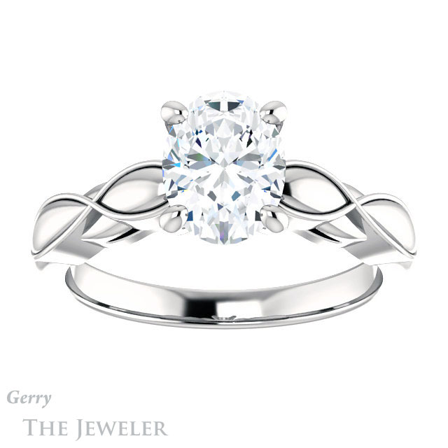 Oval Shaped Forever One Moissanite Engagement Ring #GTJ1250-oval-fo-w