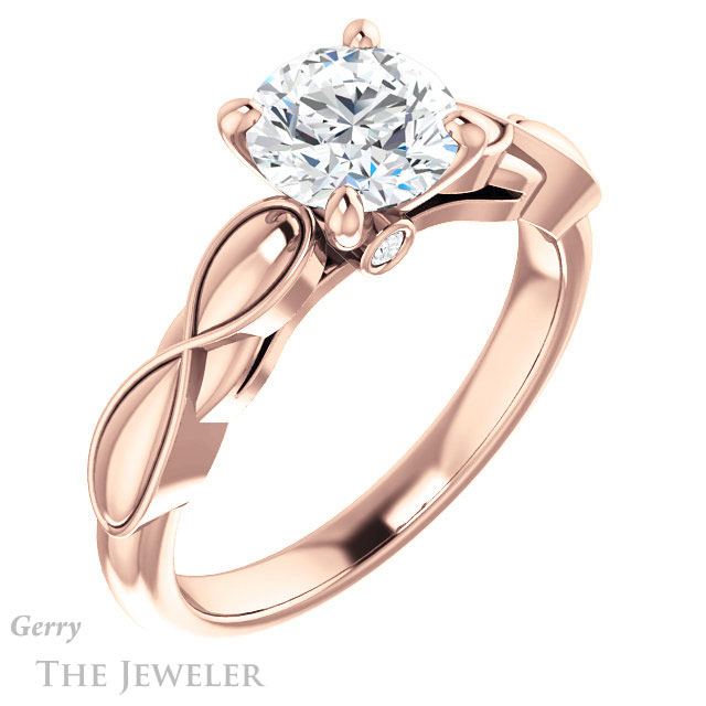 Round Cut Forever One Moissanite Engagement Ring #GTJ1250-round-fo-r