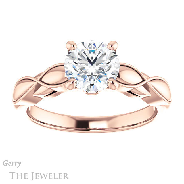 Round Cut Forever One Moissanite Engagement Ring #GTJ1250-round-fo-r