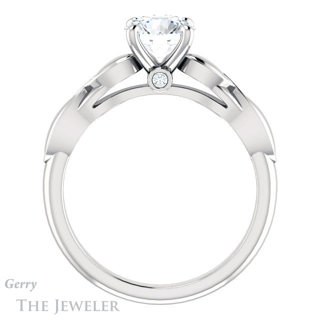 Round Cut Forever One Moissanite Engagement Ring #GTJ1250-round-fo-w