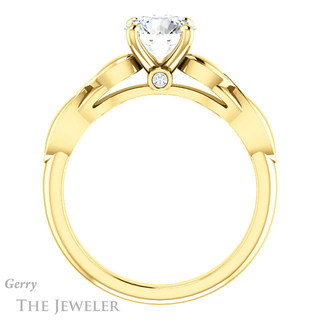 Round Cut Forever One Moissanite Engagement Ring #GTJ1250-round-fo-y