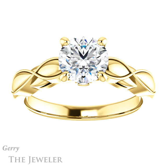 Round Cut Forever One Moissanite Engagement Ring #GTJ1250-round-fo-y