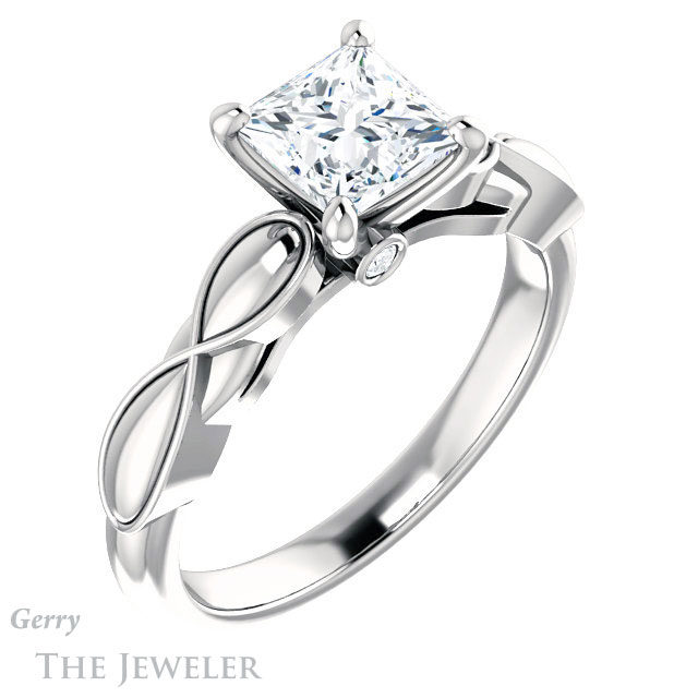 Princess Cut Forever One Moissanite Engagement Ring #GTJ1250-square-fo-w