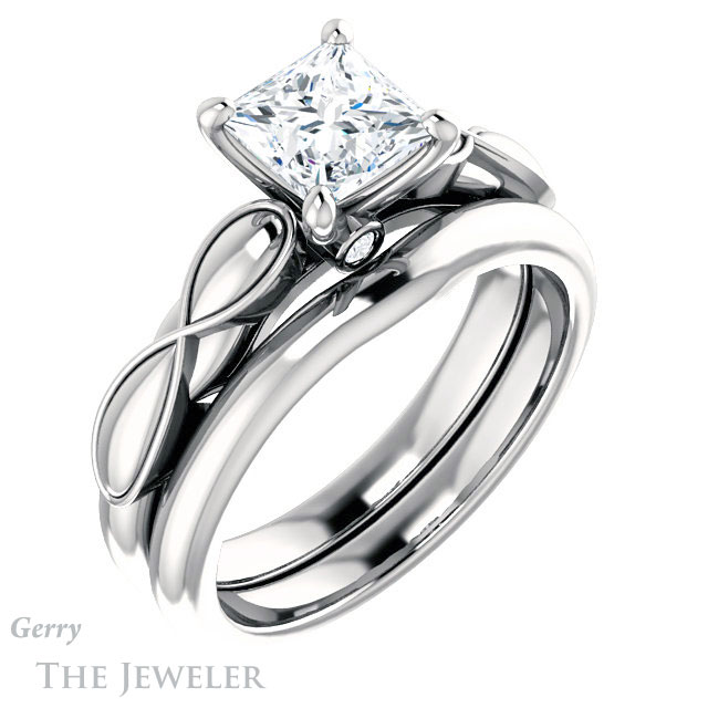 Princess Cut Forever One Moissanite Engagement Ring #GTJ1250-square-fo-w