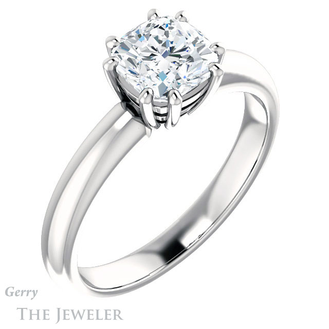 Cushion Cut Forever One Moissanite Engagement Ring #GTJ1251-cushion-fo-w 4 Cushion Cut Forever One Moissanite Engagement Ring #GTJ1251-cushion-fo-w