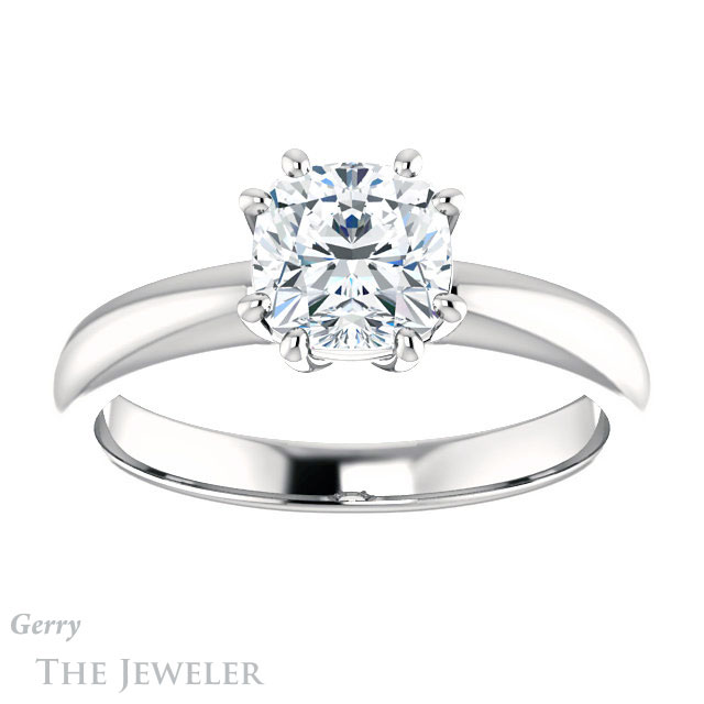 Cushion Cut Forever One Moissanite Engagement Ring #GTJ1251-cushion-fo-w 1 Cushion Cut Forever One Moissanite Engagement Ring #GTJ1251-cushion-fo-w