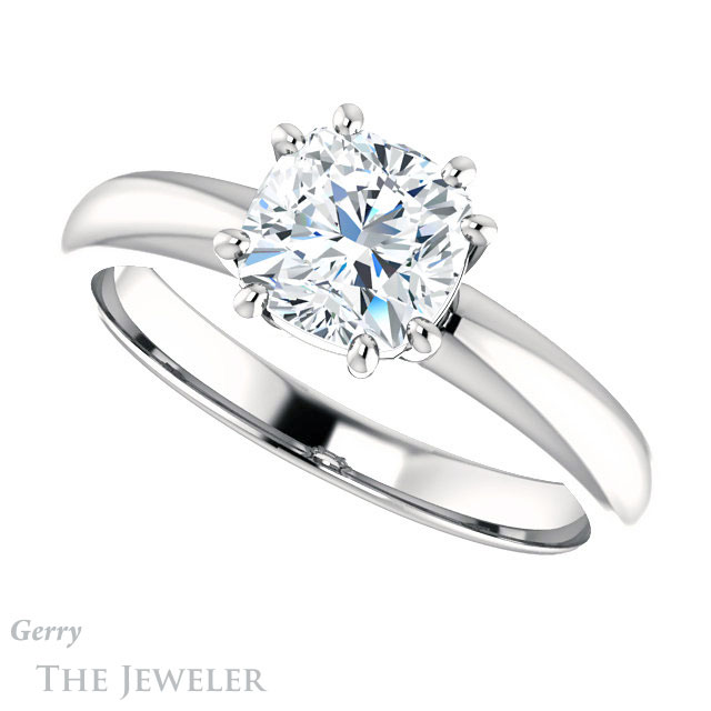 Cushion Cut Forever One Moissanite Engagement Ring #GTJ1251-cushion-fo-w 5 Cushion Cut Forever One Moissanite Engagement Ring #GTJ1251-cushion-fo-w