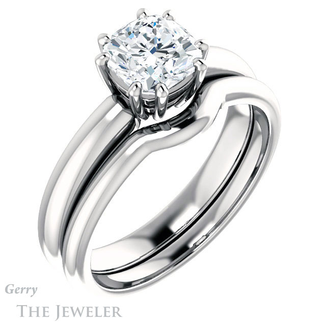 Cushion Cut Forever One Moissanite Engagement Ring #GTJ1251-cushion-fo-w 6 Cushion Cut Forever One Moissanite Engagement Ring #GTJ1251-cushion-fo-w