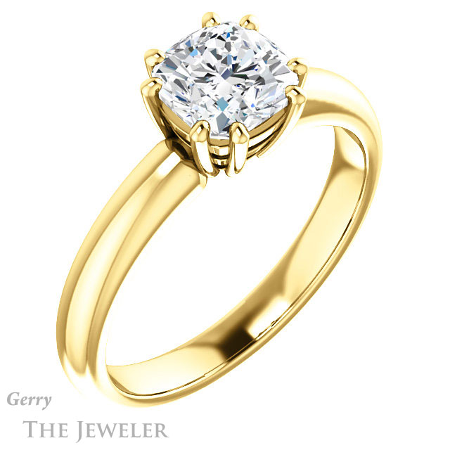 Cushion Cut Forever One Moissanite Engagement Ring #GTJ1251-cushion-fo-y 4 Cushion Cut Forever One Moissanite Engagement Ring #GTJ1251-cushion-fo-y