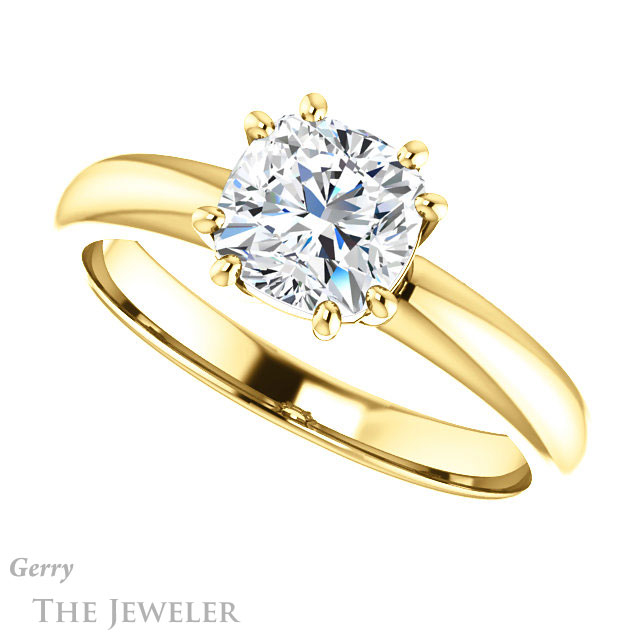Cushion Cut Forever One Moissanite Engagement Ring #GTJ1251-cushion-fo-y 5 Cushion Cut Forever One Moissanite Engagement Ring #GTJ1251-cushion-fo-y