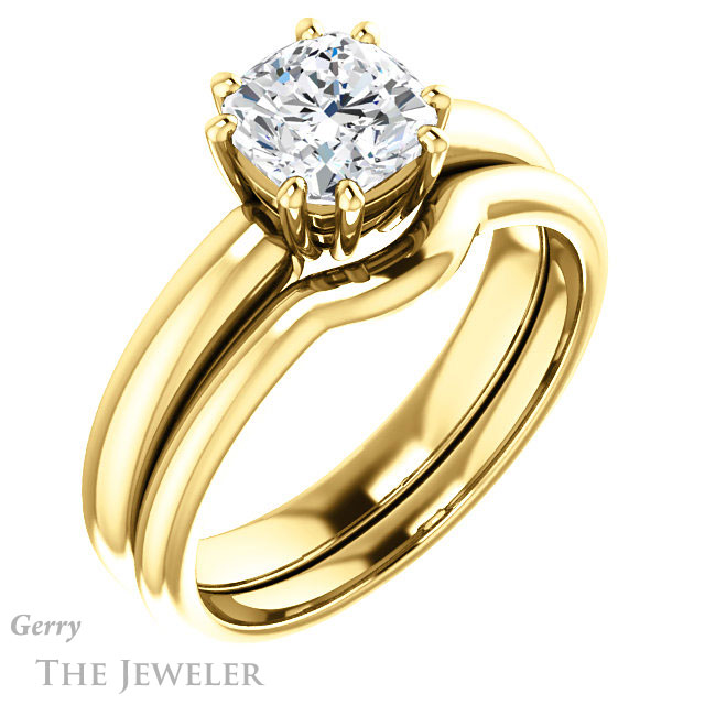 Cushion Cut Forever One Moissanite Engagement Ring #GTJ1251-cushion-fo-y 6 Cushion Cut Forever One Moissanite Engagement Ring #GTJ1251-cushion-fo-y