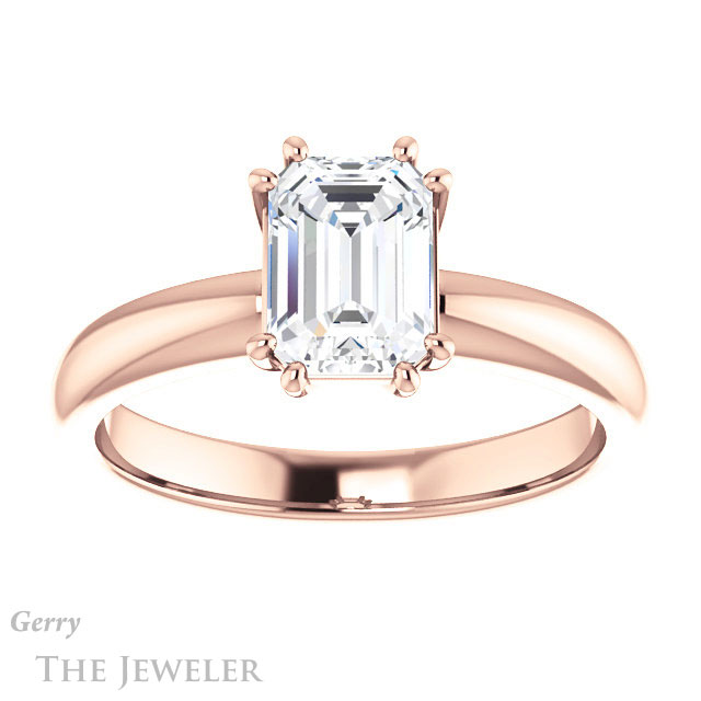 Emerald Cut Forever One Moissanite Engagement Ring #GTJ1251-emerald-fb-r 1 Emerald Cut Forever Brilliant Moissanite Engagement Ring #GTJ1251-emerald-fb-r