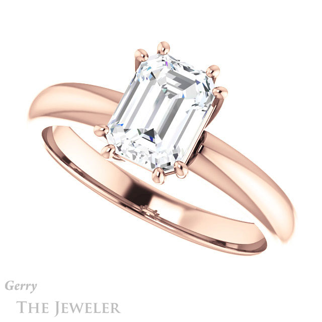 Emerald Cut Forever One Moissanite Engagement Ring #GTJ1251-emerald-fb-r 5 Emerald Cut Forever Brilliant Moissanite Engagement Ring #GTJ1251-emerald-fb-r