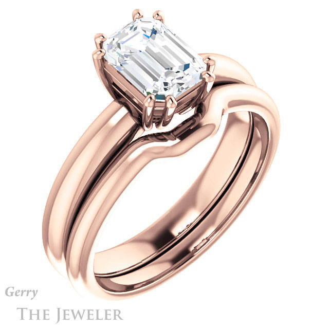 Emerald Cut Forever One Moissanite Engagement Ring #GTJ1251-emerald-fb-r 6 Emerald Cut Forever Brilliant Moissanite Engagement Ring #GTJ1251-emerald-fb-r