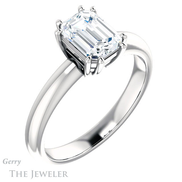 Emerald Cut Forever Brilliant Moissanite Engagement Ring #GTJ1251-emerald-fb-w