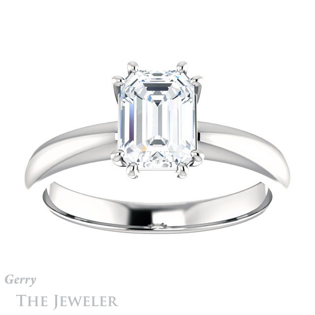 Emerald Cut Forever Brilliant Moissanite Engagement Ring #GTJ1251-emerald-fb-w