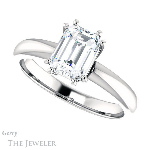 Emerald Cut Forever Brilliant Moissanite Engagement Ring #GTJ1251-emerald-fb-w