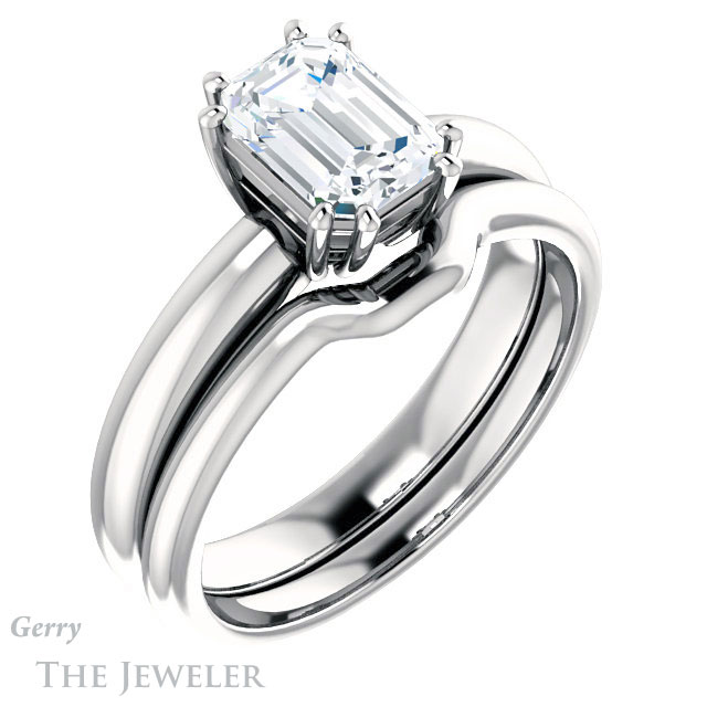 Emerald Cut Forever Brilliant Moissanite Engagement Ring #GTJ1251-emerald-fb-w