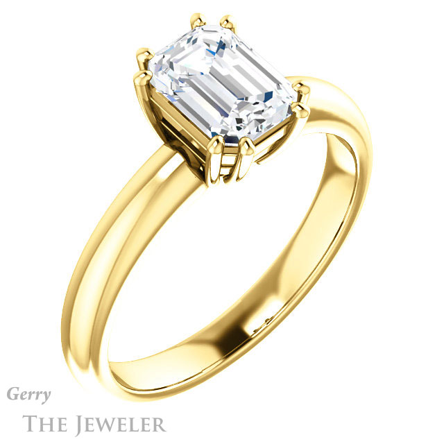 Emerald Cut Forever Brilliant Moissanite Engagement Ring #GTJ1251-emerald-fb-y