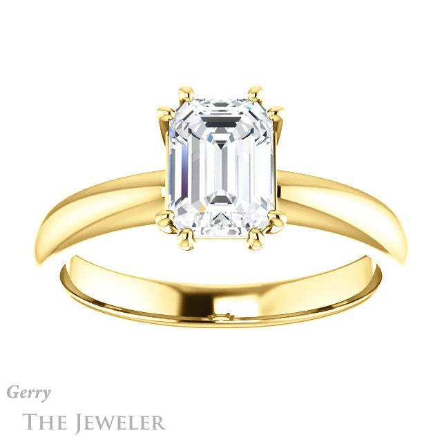 Emerald Cut Forever Brilliant Moissanite Engagement Ring #GTJ1251-emerald-fb-y