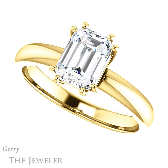Emerald Cut Forever Brilliant Moissanite Engagement Ring #GTJ1251-emerald-fb-y