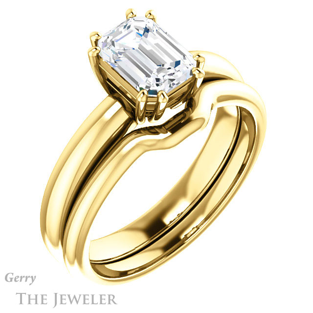 Emerald Cut Forever Brilliant Moissanite Engagement Ring #GTJ1251-emerald-fb-y