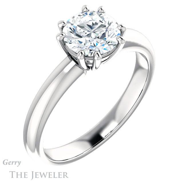 Round Cut Forever One Moissanite Engagement Ring #GTJ1251-round-fo-w