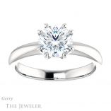 Round Cut Forever One Moissanite Engagement Ring #GTJ1251-round-fo-w