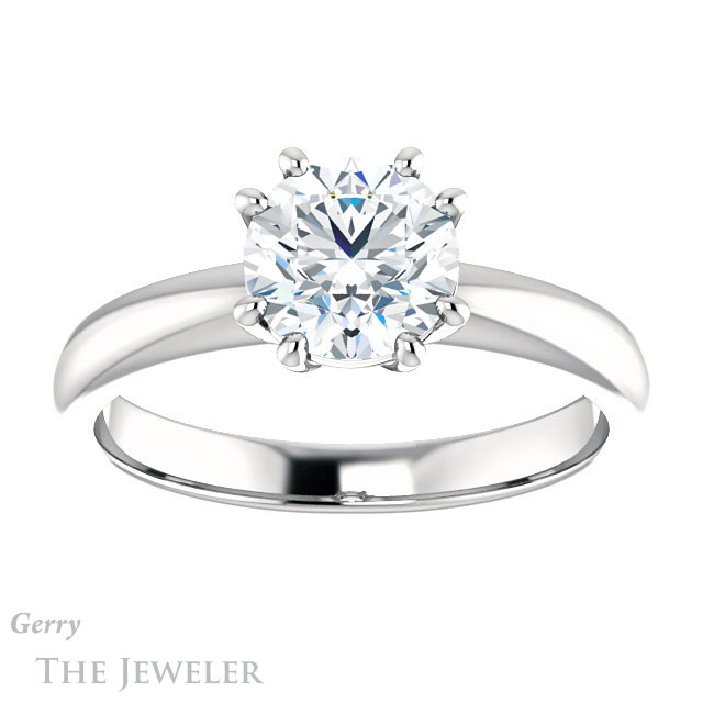 Round Cut Forever One Moissanite Engagement Ring #GTJ1251-round-fo-w