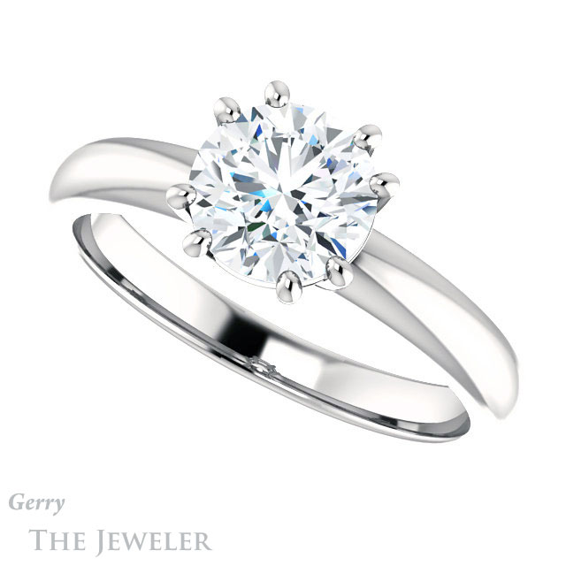 Round Cut Forever One Moissanite Engagement Ring #GTJ1251-round-fo-w