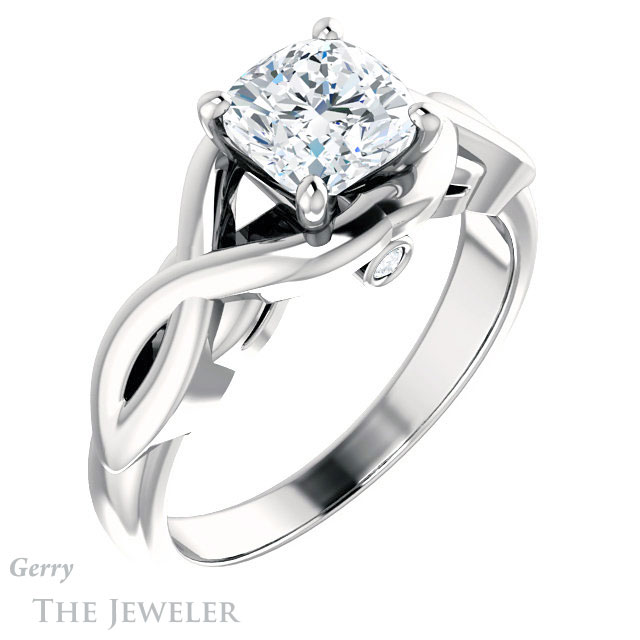 Cushion Cut Forever One Moissanite Engagement Ring #GTJ1255-cushion-fo-w